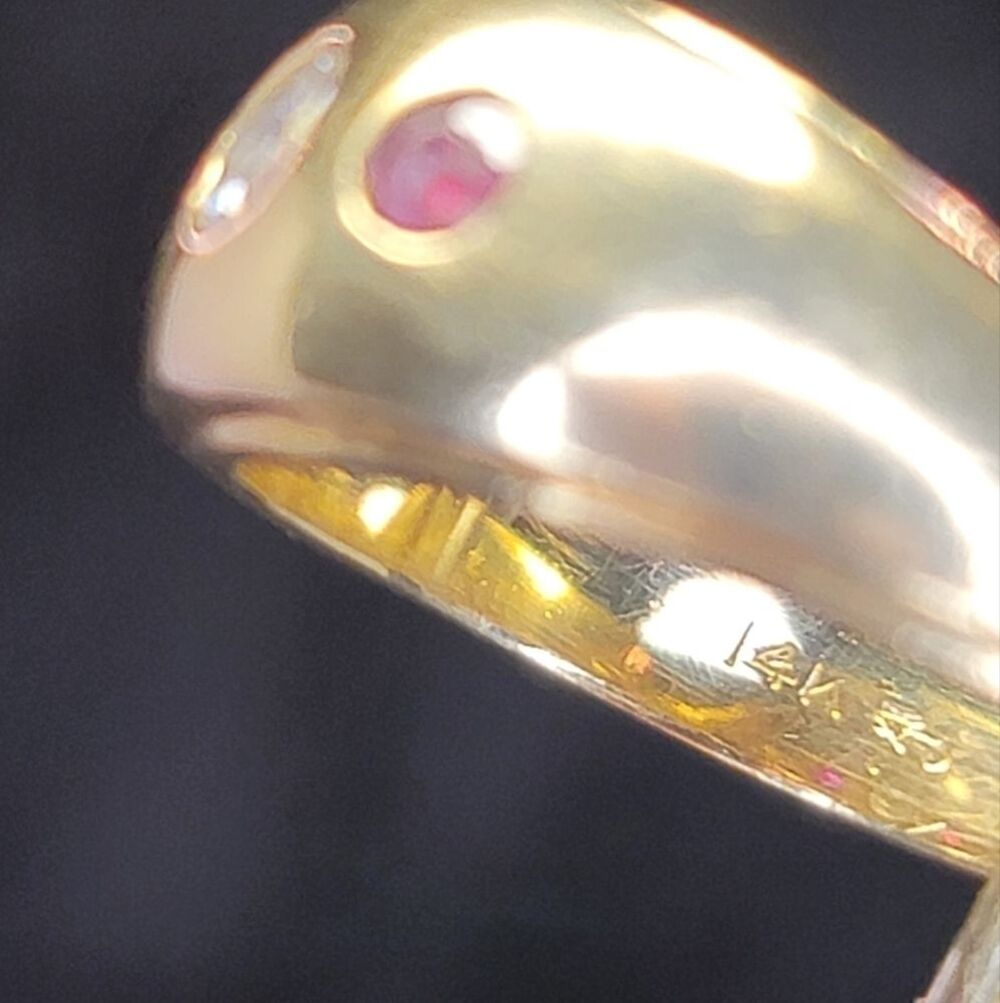 Marked ~ 14k GOLD ~ Natural Diamond 💎 & 2 Nice (Natural ?) Rubies ~ 5 grams Tot - Picture 8 of 16